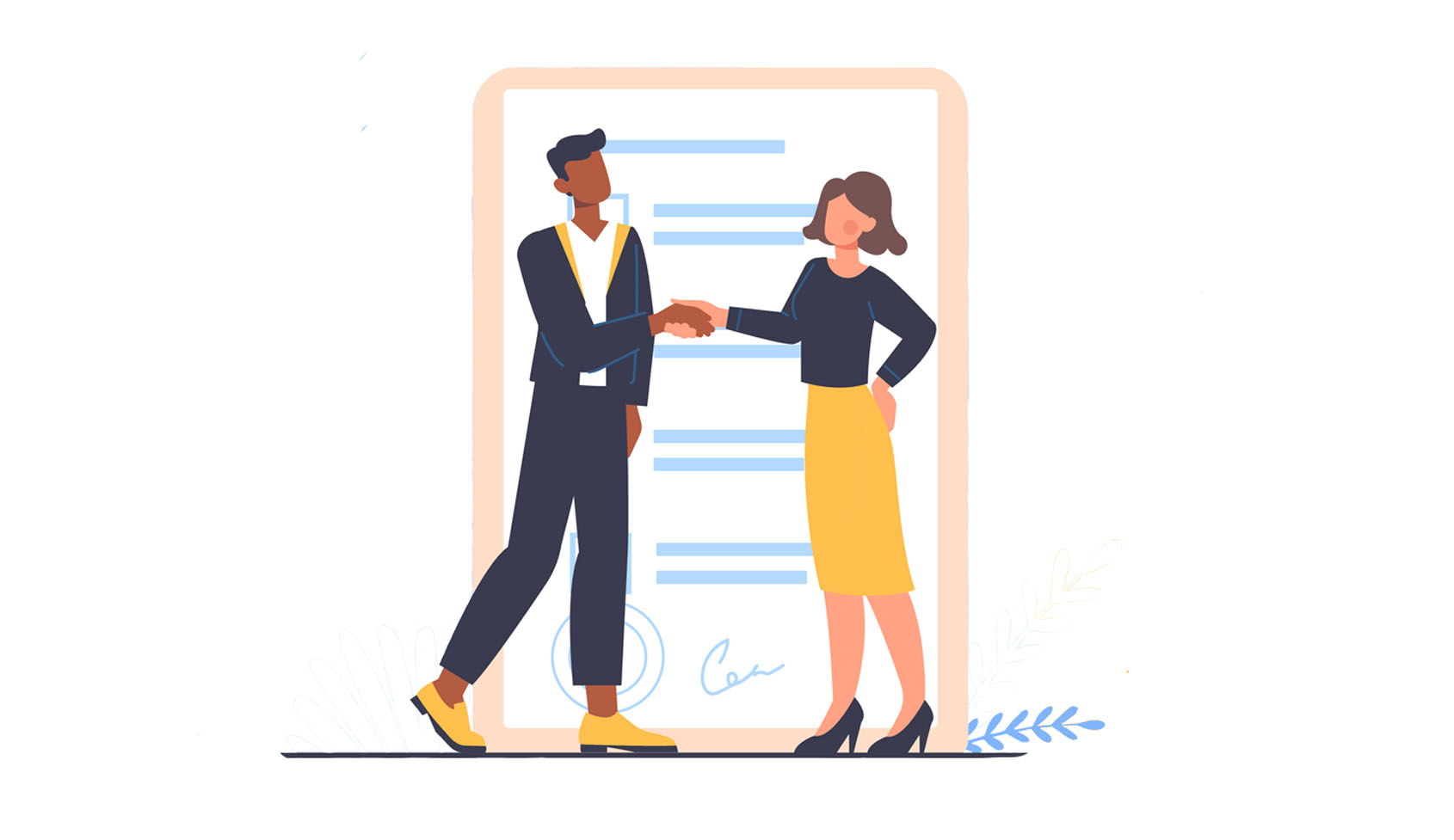 Illustration of two people shaking hands