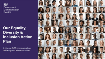 Infographic showing a collage of people's faces. Text next to the collage reads