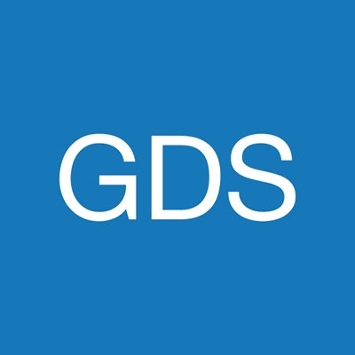 GDS logo. White letters on a mid-blue background