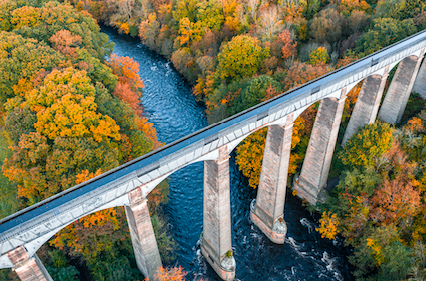 Pontcysyllte Aqueduct cross above the River Dee