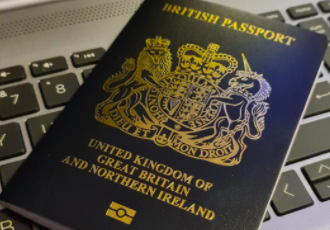 An Image of a dark blue British passport