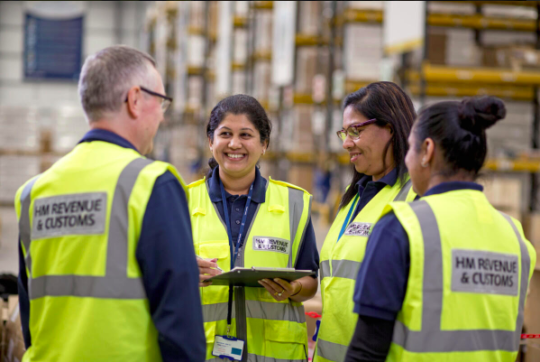 HMRC staff in High vis jackets
