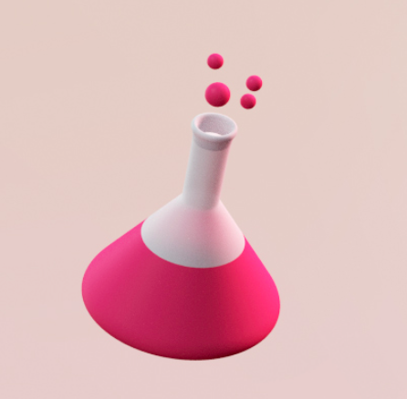 Icon showing a scientific flask with liquid inside on a pastel background