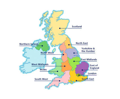 Regional map of UK