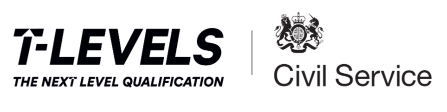 Decorative image: T-Levels logo, which has text reading