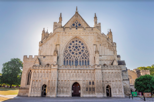 Exeter cathedral in the sunshine