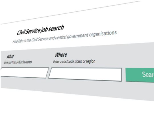 An image of the Civil Service Jobs website search page