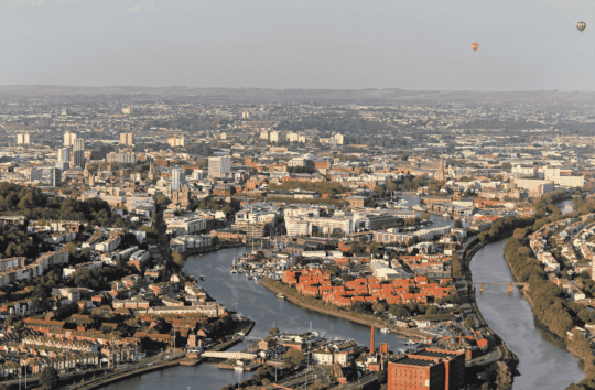 Aerial photo of the city of Bristol