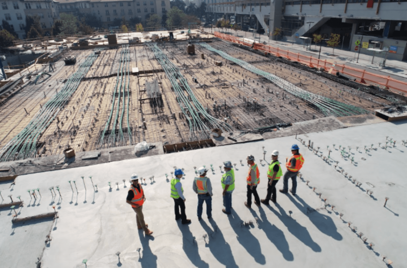 A team from the Government Property Function overseeing the building of a new building