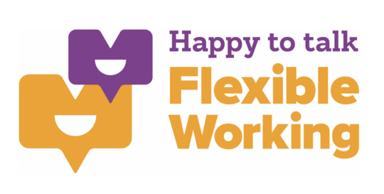 Happy to talk flexible working logo