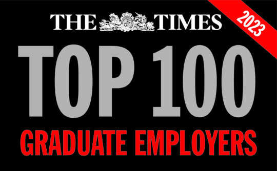 The Times top 100 graduate employers logo - 2023