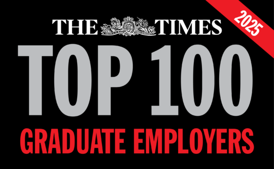 Image of The Times Top 100 Graduate Employers 2025 logo.