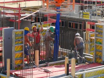 A group of construction workers on building site
