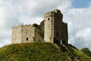 Decorative image: Cardiff Castle, with clouds and blue sky in the background