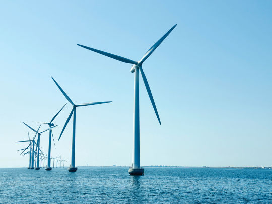 Wind Turbines At Sea Outside Copenhagen, Denmark